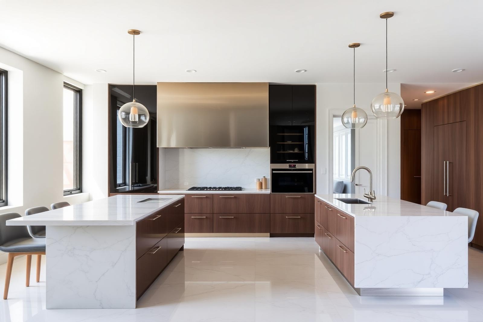 Luxury kitchen with marble island