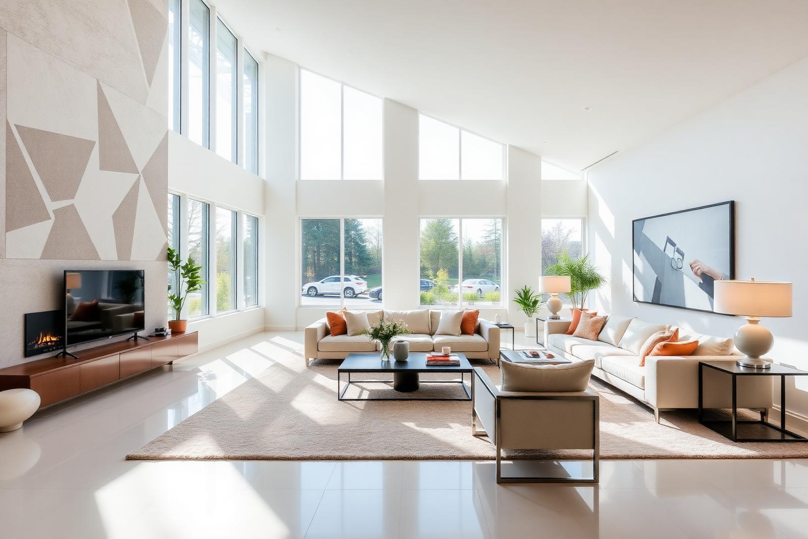 Bright modern living room interior